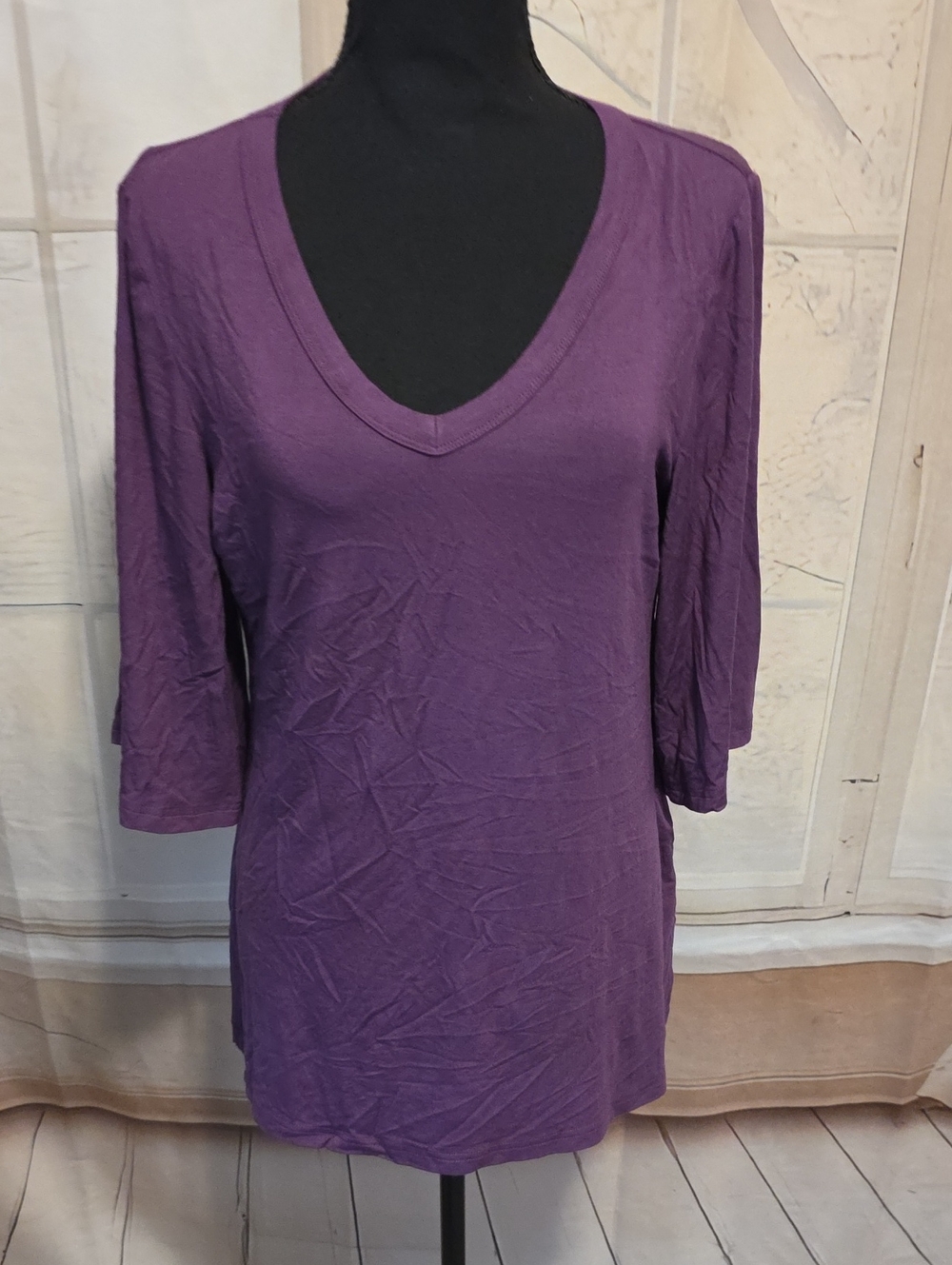 Kohl's Deep Purple V-Neck Tunic Top